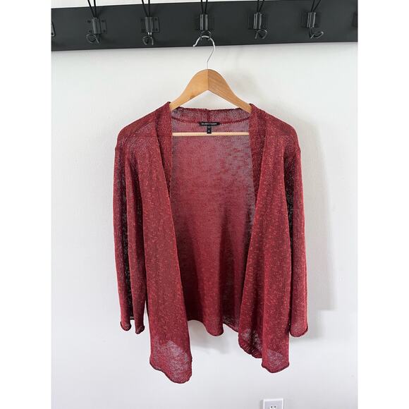 Eileen Fisher Sweaters - EILEEN FISHER MELANGE LINEN GRAIN CARDIGAN RUST ORANGE